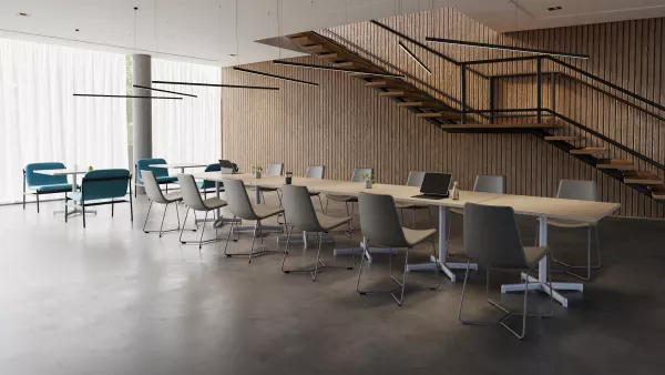 West Elm Work Slope seating throughout a large office cafÃ©