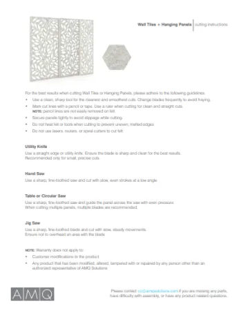 Document cover image of Cutting 3F Wall Tiles & Hanging Panels